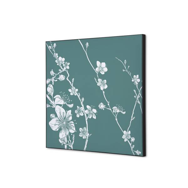 Spannstoff Wanddekoration SET 40 x 40 Japanische Kirschblüte Grün